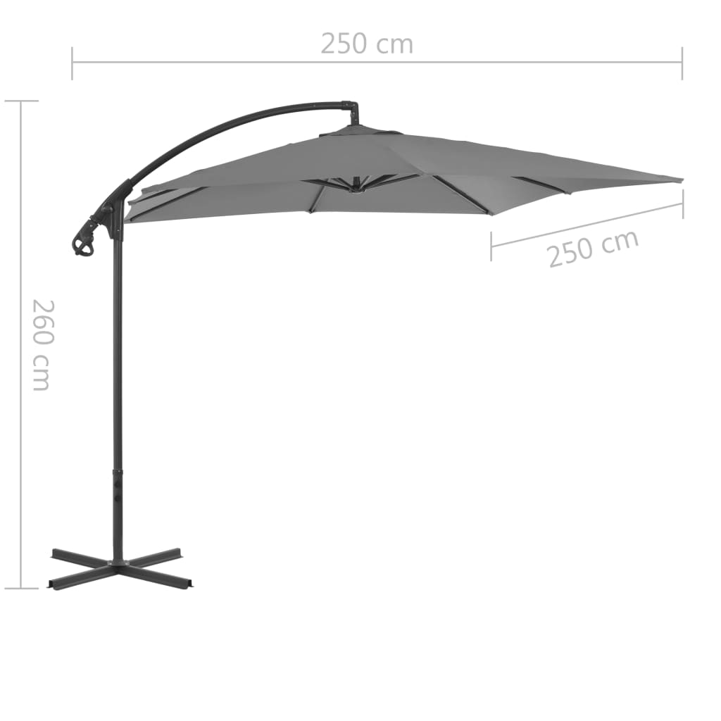 Riippuva aurinkovarjo teräspylväällä 250x250 cm antrasiitti - Sisustajankoti.fi