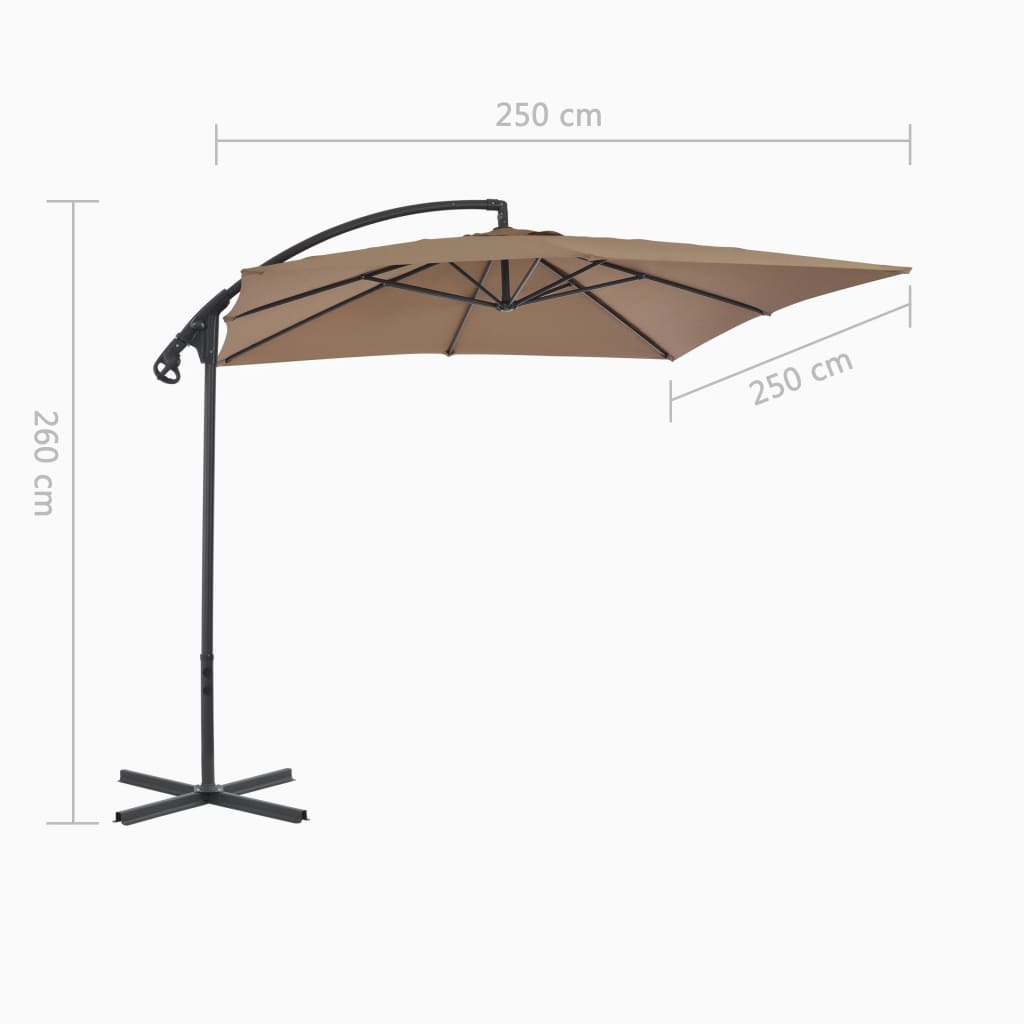 Riippuva aurinkovarjo teräspylväällä 250x250 cm harmaanruskea - Sisustajankoti.fi