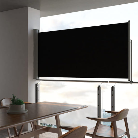 Sisäänvedettävä terassin sivumarkiisi 120 x 300 cm musta - Sisustajankoti.fi