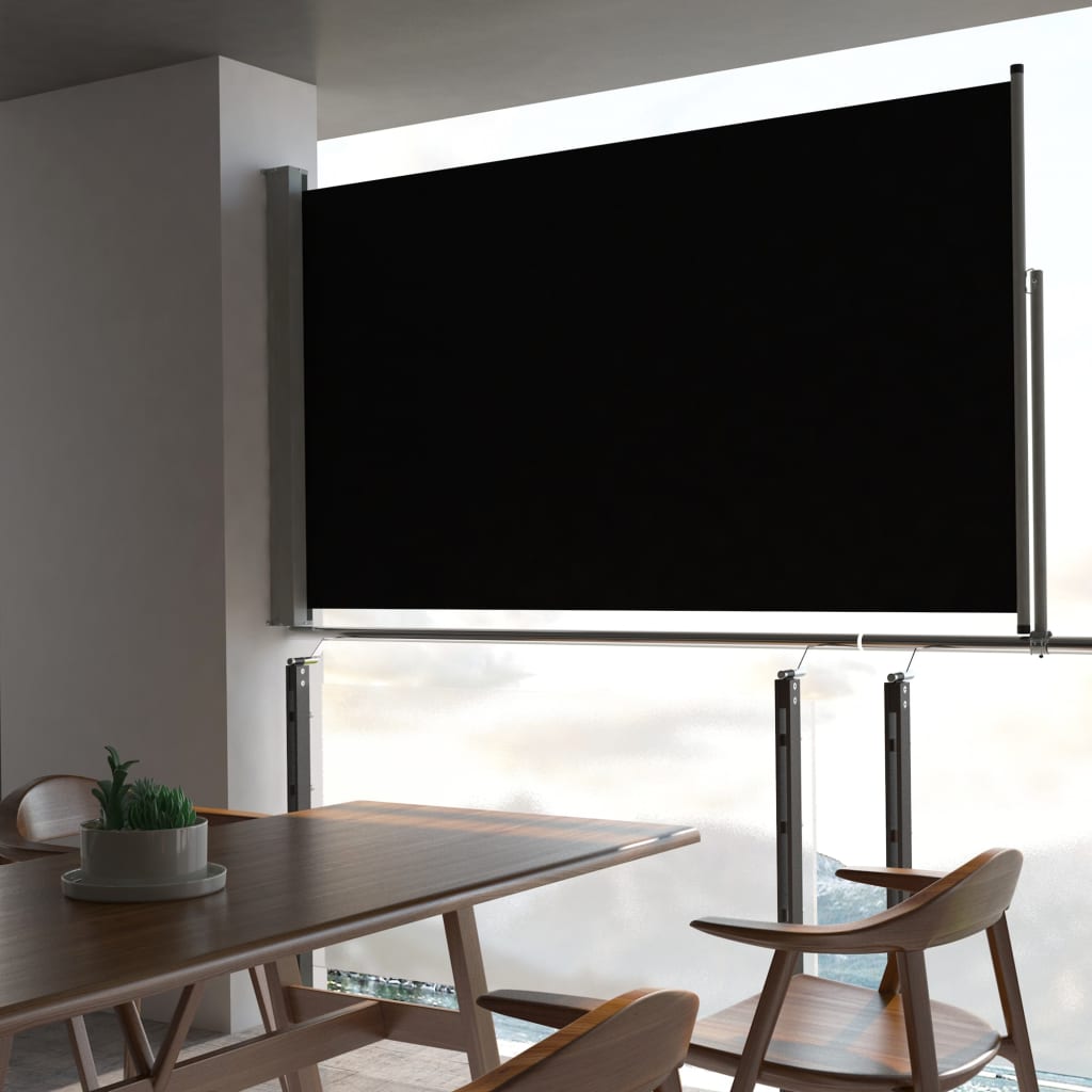 Sisäänvedettävä terassin sivumarkiisi 140 x 300 cm musta - Sisustajankoti.fi