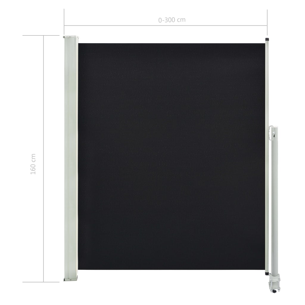 Sisäänvedettävä terassin sivumarkiisi 160 x 300 cm musta - Sisustajankoti.fi
