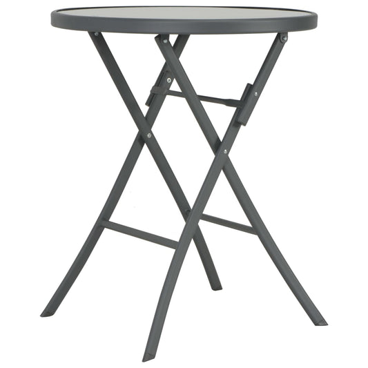Kokoontaittuva bistropöytä harmaa 60x70 cm lasi ja teräs - Sisustajankoti.fi