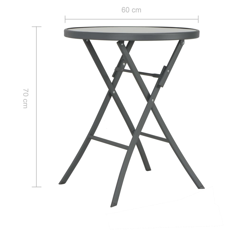 Kokoontaittuva bistropöytä harmaa 60x70 cm lasi ja teräs - Sisustajankoti.fi
