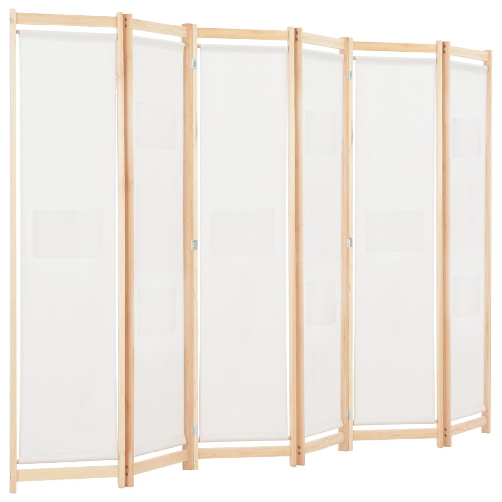 6-Paneelinen Tilanjakaja kerma 240x170x4 cm kangas - Sisustajankoti.fi