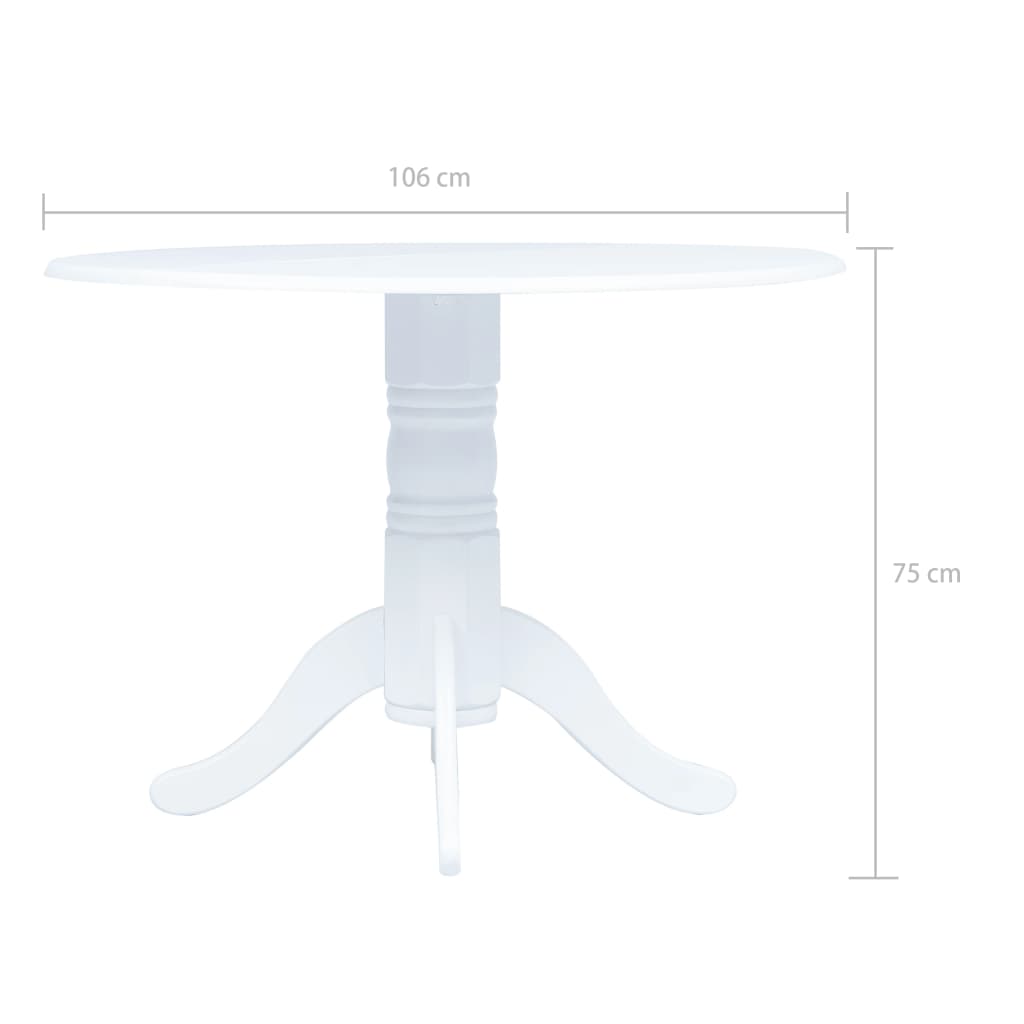 Ruokapöytä valkoinen 106 cm kumipuu - Sisustajankoti.fi
