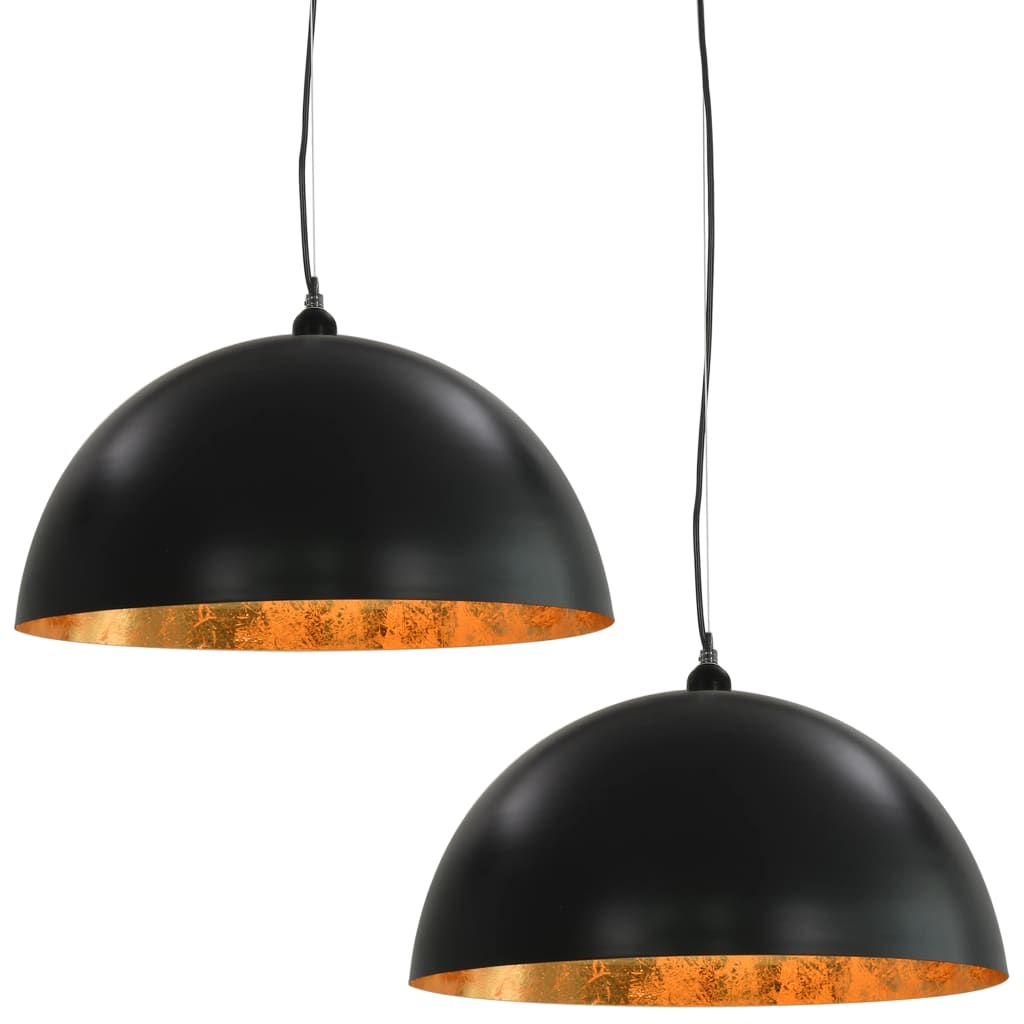 Kattovalaisimet 2 kpl musta ja kulta puolipallomainen 50 cm E27 - Sisustajankoti.fi