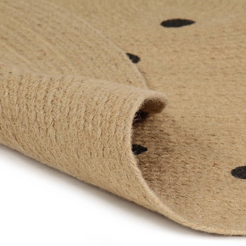 Käsintehty juuttimatto polkkapilkkukuviolla 90 cm - Sisustajankoti.fi