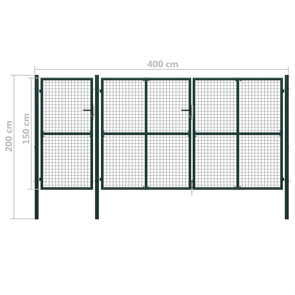 Puutarhaportti teräs 400x150 cm vihreä - Sisustajankoti.fi