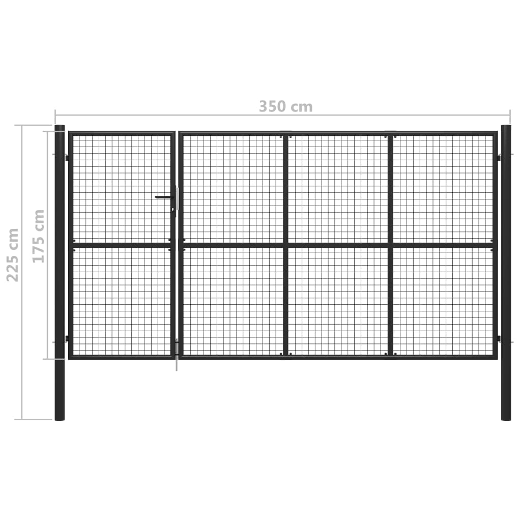 Puutarhaportti teräs 350x175 cm antrasiitti - Sisustajankoti.fi