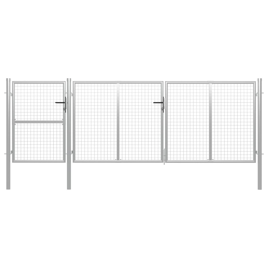 Puutarhaportti teräs 400x125 cm hopea - Sisustajankoti.fi