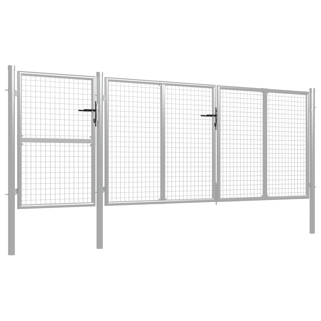 Puutarhaportti teräs 400x125 cm hopea - Sisustajankoti.fi