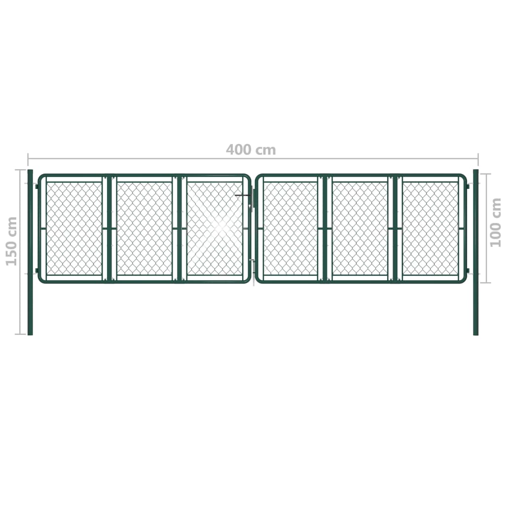 Puutarhaportti teräs 400x100 cm vihreä - Sisustajankoti.fi