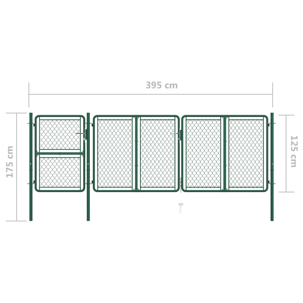 Puutarhaportti teräs 125x395 cm vihreä - Sisustajankoti.fi