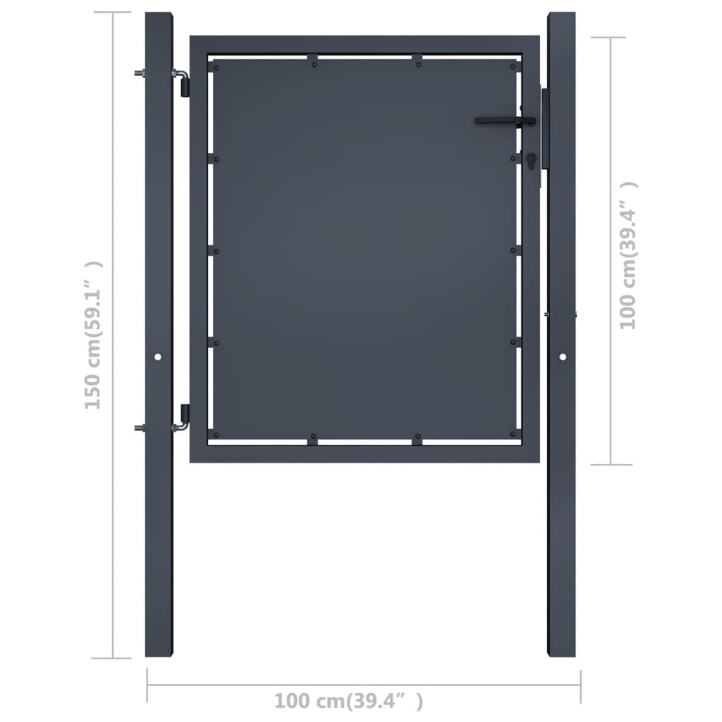 Puutarhaportti teräs 100x100 cm antrasiitti - Sisustajankoti.fi