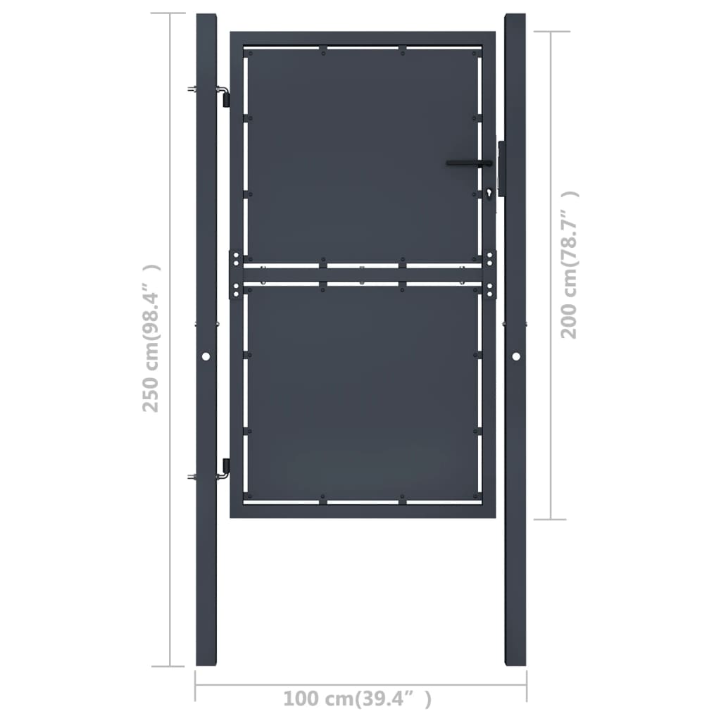 Puutarhaportti teräs 100x200 cm antrasiitti - Sisustajankoti.fi