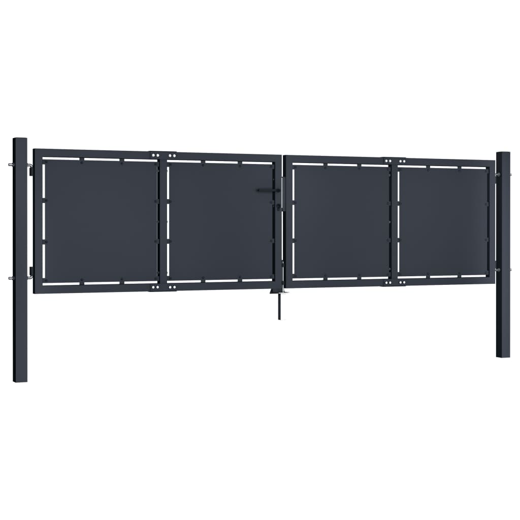 Puutarhaportti teräs 300x75 cm antrasiitti - Sisustajankoti.fi