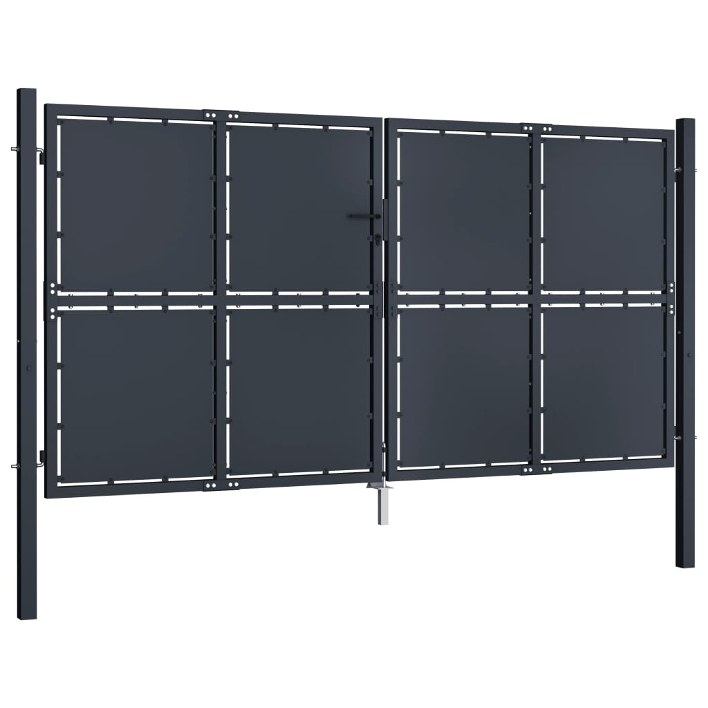 Puutarhaportti teräs 300x150 cm antrasiitti - Sisustajankoti.fi