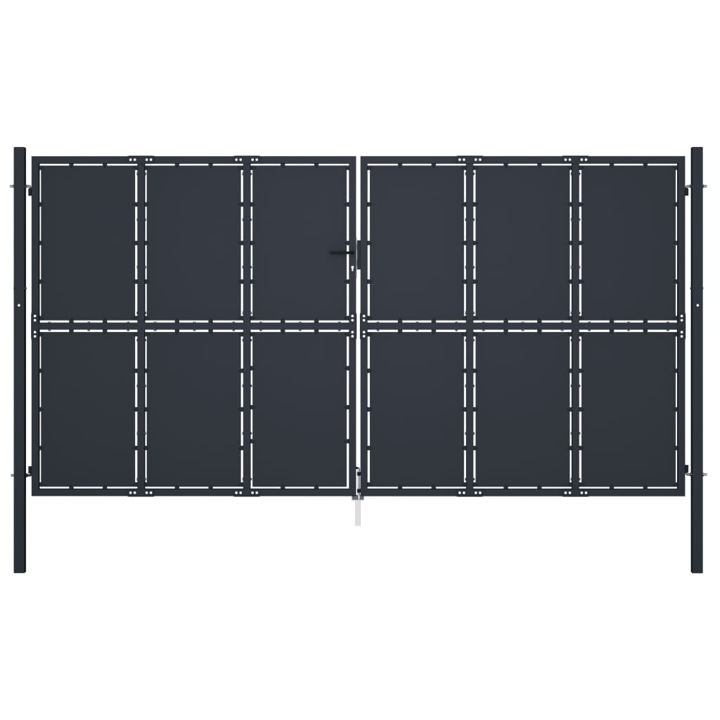 Puutarhaportti teräs 400x175 cm antrasiitti - Sisustajankoti.fi