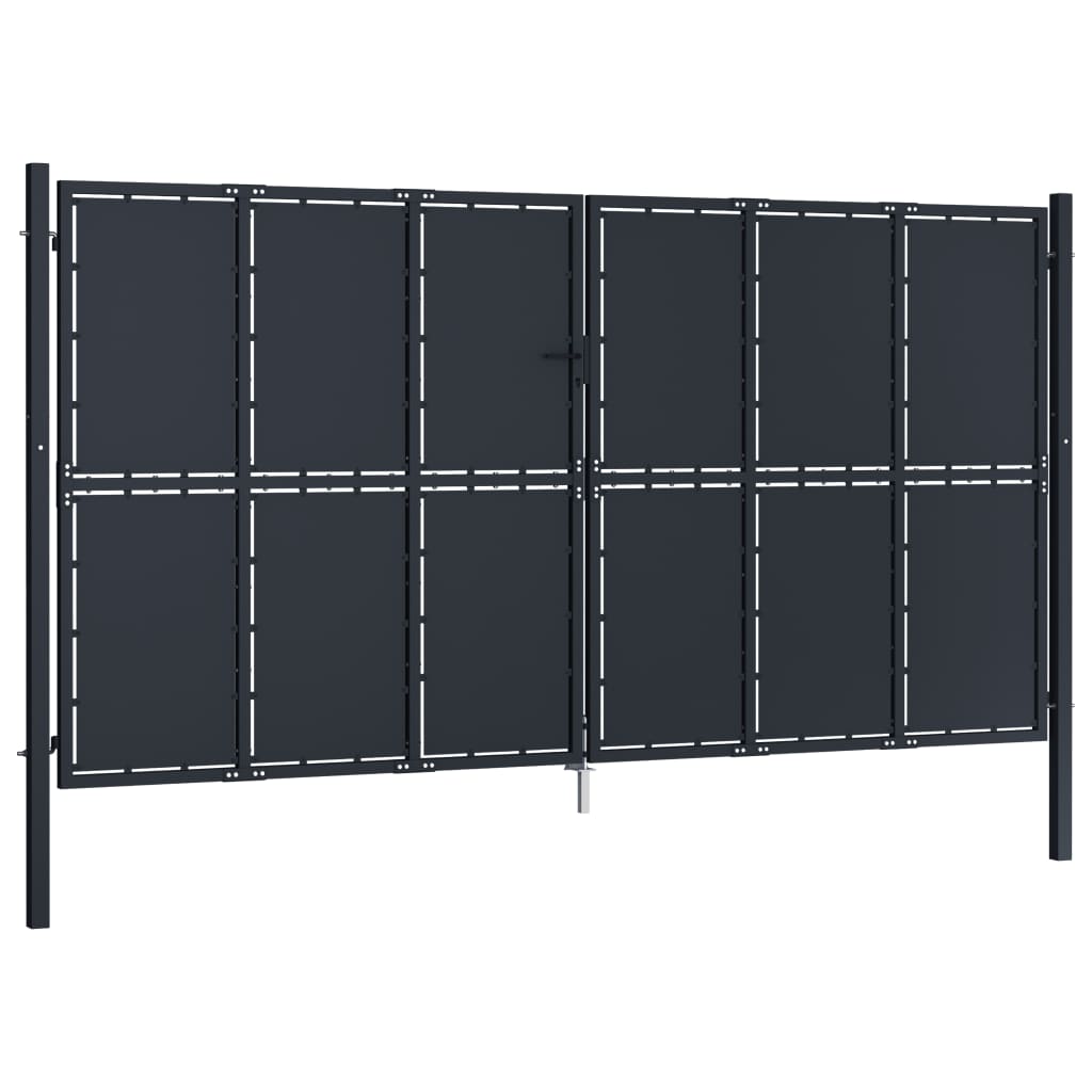 Puutarhaportti teräs 400x175 cm antrasiitti - Sisustajankoti.fi