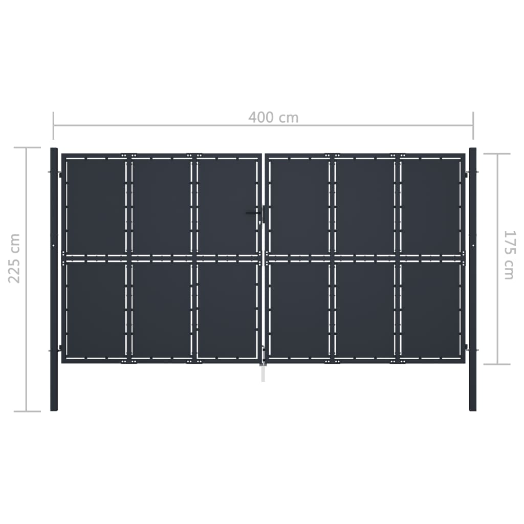 Puutarhaportti teräs 400x175 cm antrasiitti - Sisustajankoti.fi
