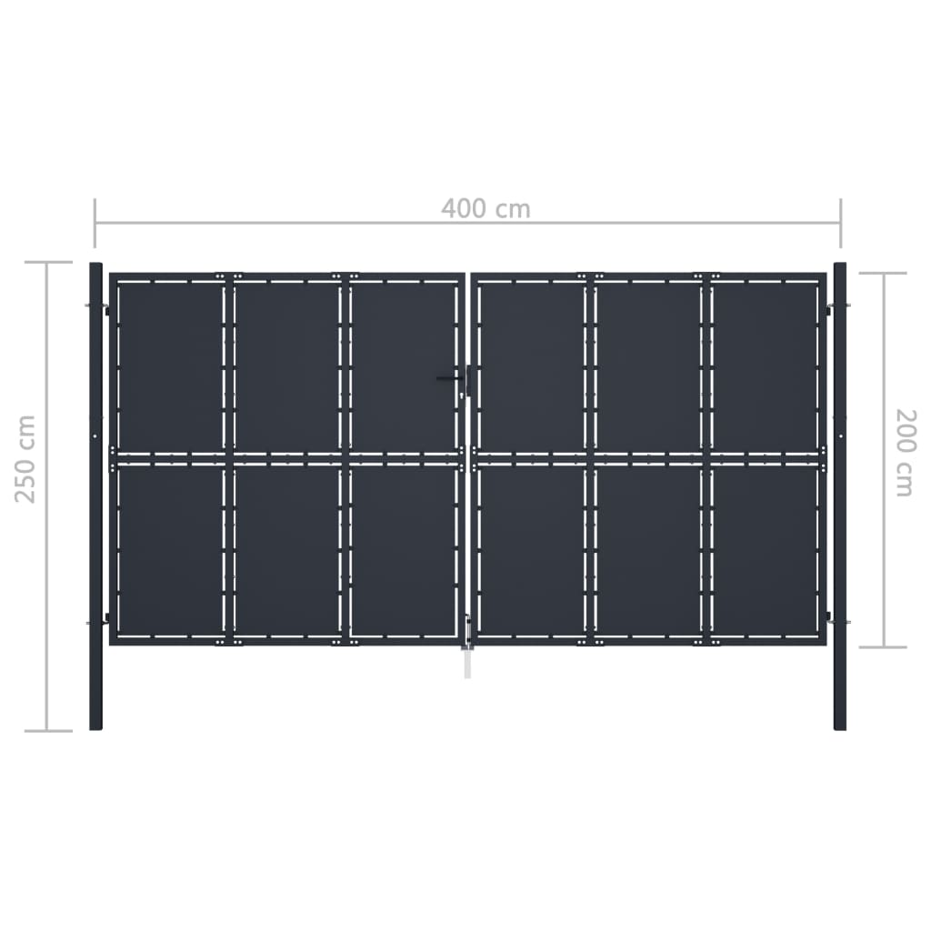 Puutarhaportti teräs 400x200 cm antrasiitti - Sisustajankoti.fi