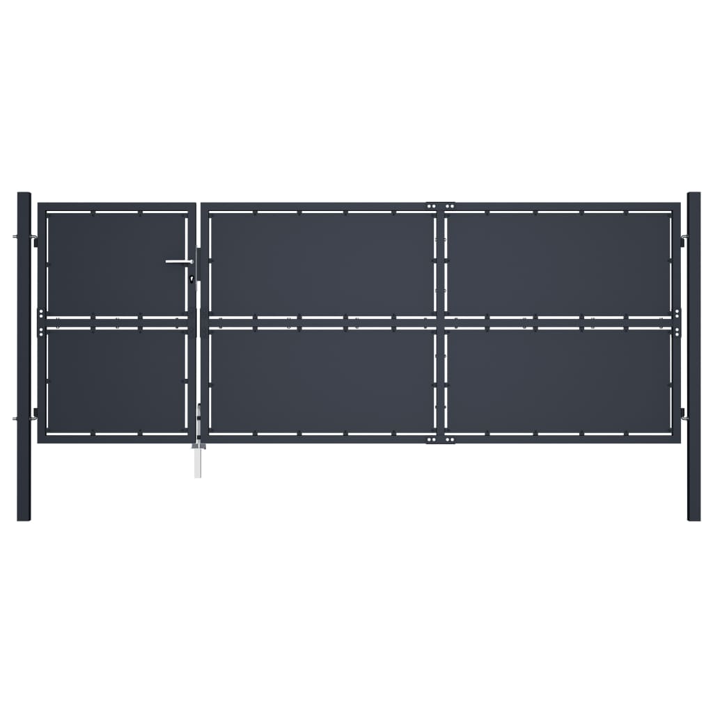 Puutarhaportti teräs 350x125 cm antrasiitti - Sisustajankoti.fi