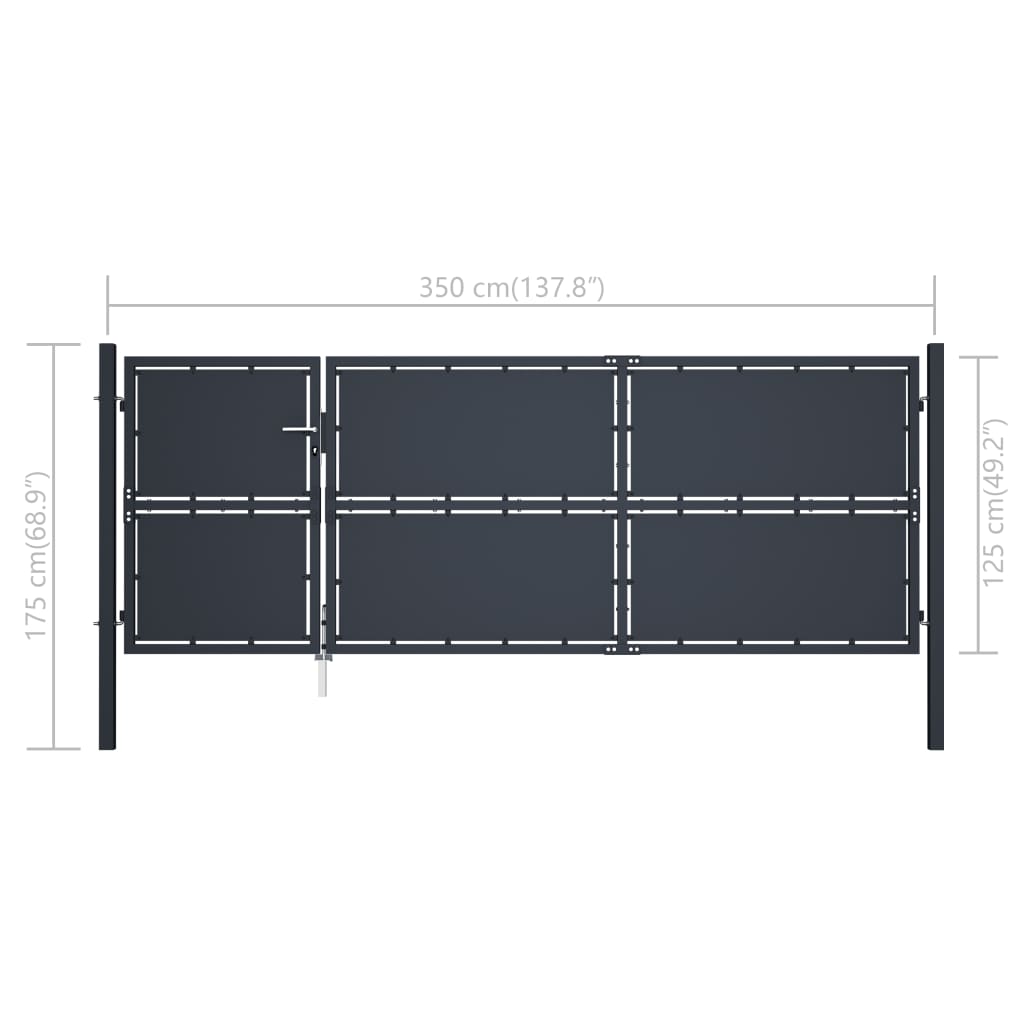 Puutarhaportti teräs 350x125 cm antrasiitti - Sisustajankoti.fi