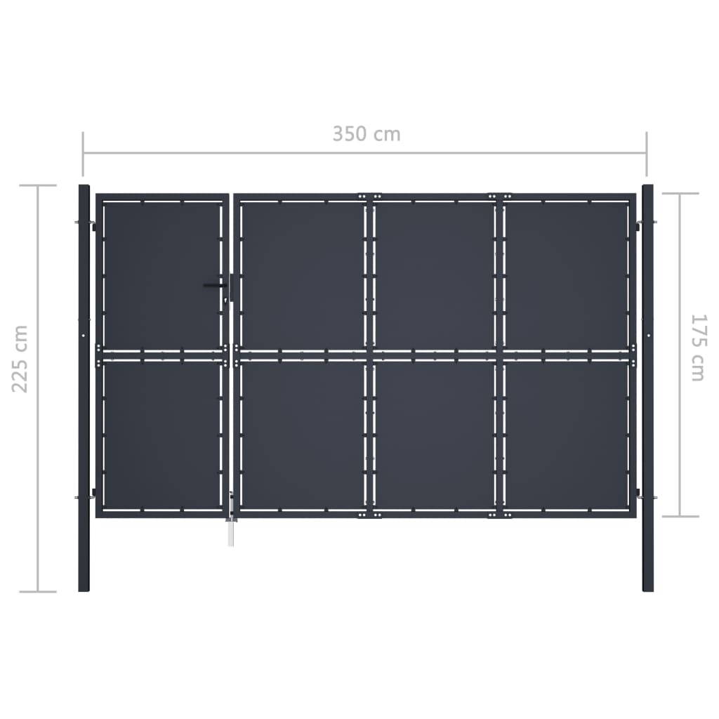 Puutarhaportti teräs 350x175 cm antrasiitti - Sisustajankoti.fi