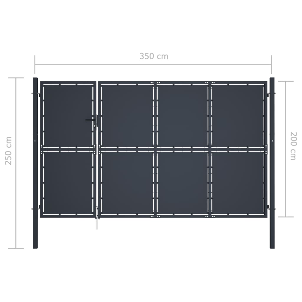 Puutarhaportti teräs 350x200 cm antrasiitti - Sisustajankoti.fi