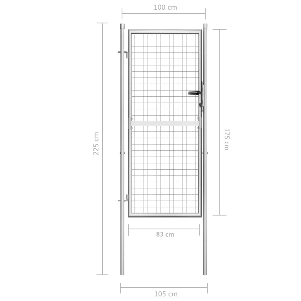 Puutarhaportti galvanoitu teräs 105x225 cm hopea - Sisustajankoti.fi