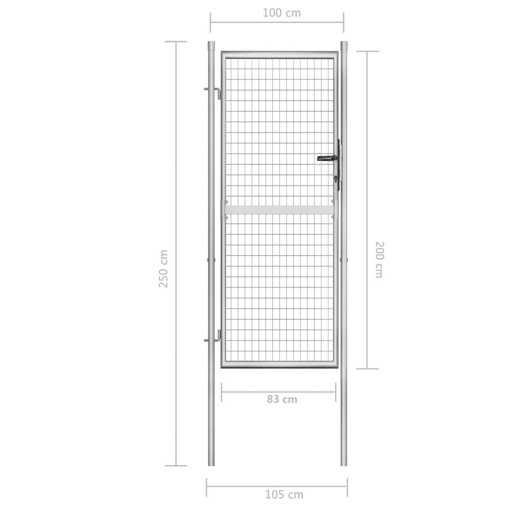 Puutarhaportti galvanoitu teräs 105x250 cm hopea - Sisustajankoti.fi
