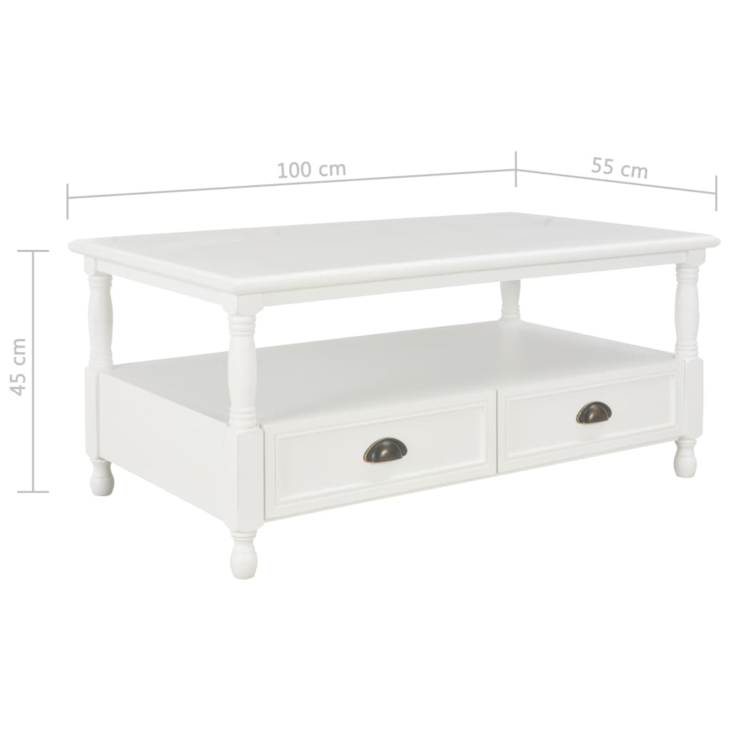 Sohvapöytä valkoinen 100x55x45 cm puu - Sisustajankoti.fi