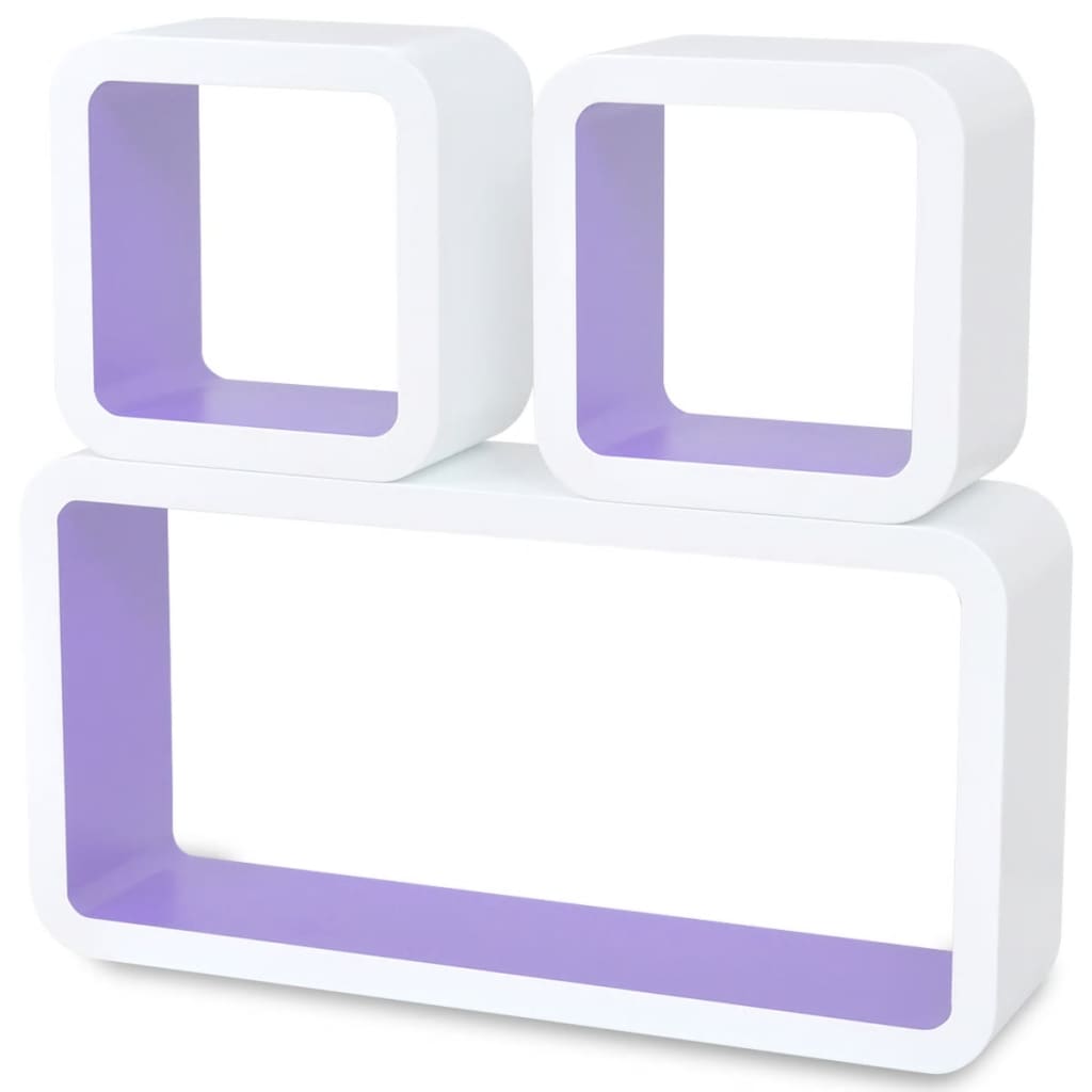 Seinähyllyt 6 kpl kuutio valkoinen ja violetti - Sisustajankoti.fi