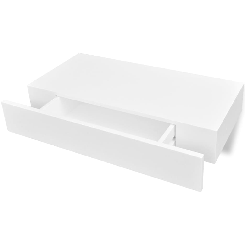 Seinähyllyt laatikoilla 2 kpl piilokiinnitys valkoinen 48 cm - Sisustajankoti.fi