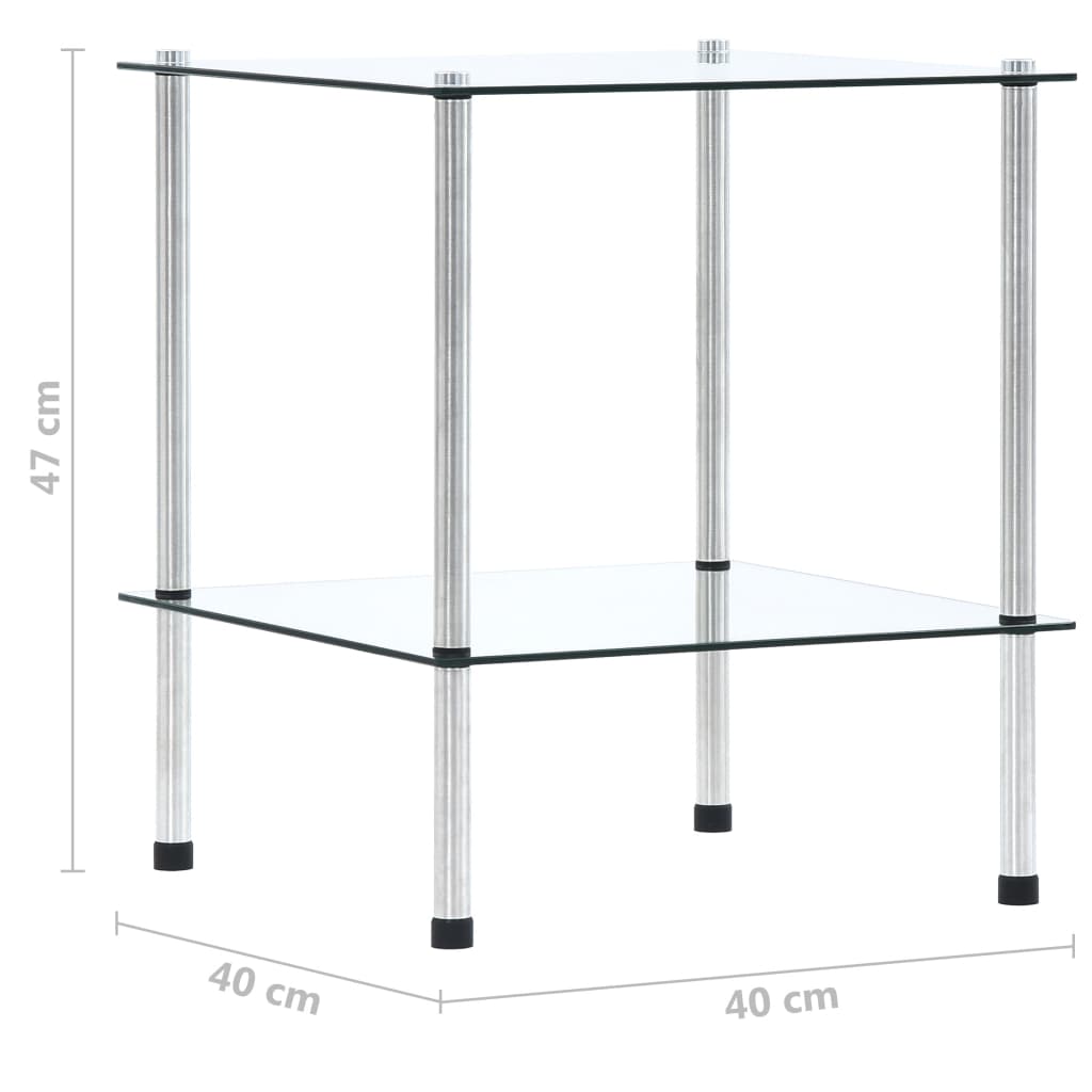 2-kerroksinen hylly läpinäkyvä 40x40x47 cm karkaistu lasi - Sisustajankoti.fi