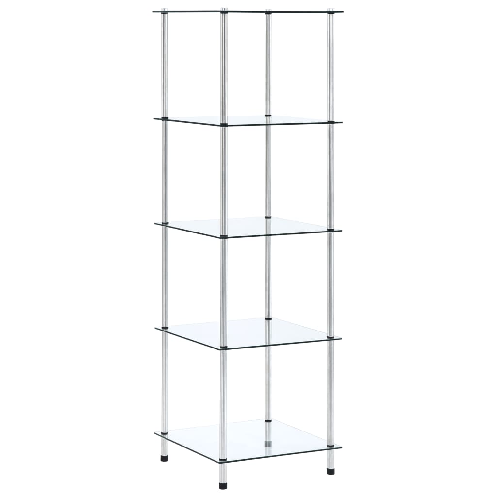 5-kerroksinen hylly läpinäkyvä 40x40x130 cm karkaistu lasi - Sisustajankoti.fi