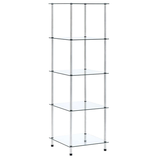 5-kerroksinen hylly läpinäkyvä 40x40x130 cm karkaistu lasi - Sisustajankoti.fi