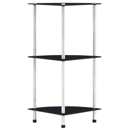 3-kerroksinen hylly musta 30x30x67 cm karkaistu lasi - Sisustajankoti.fi