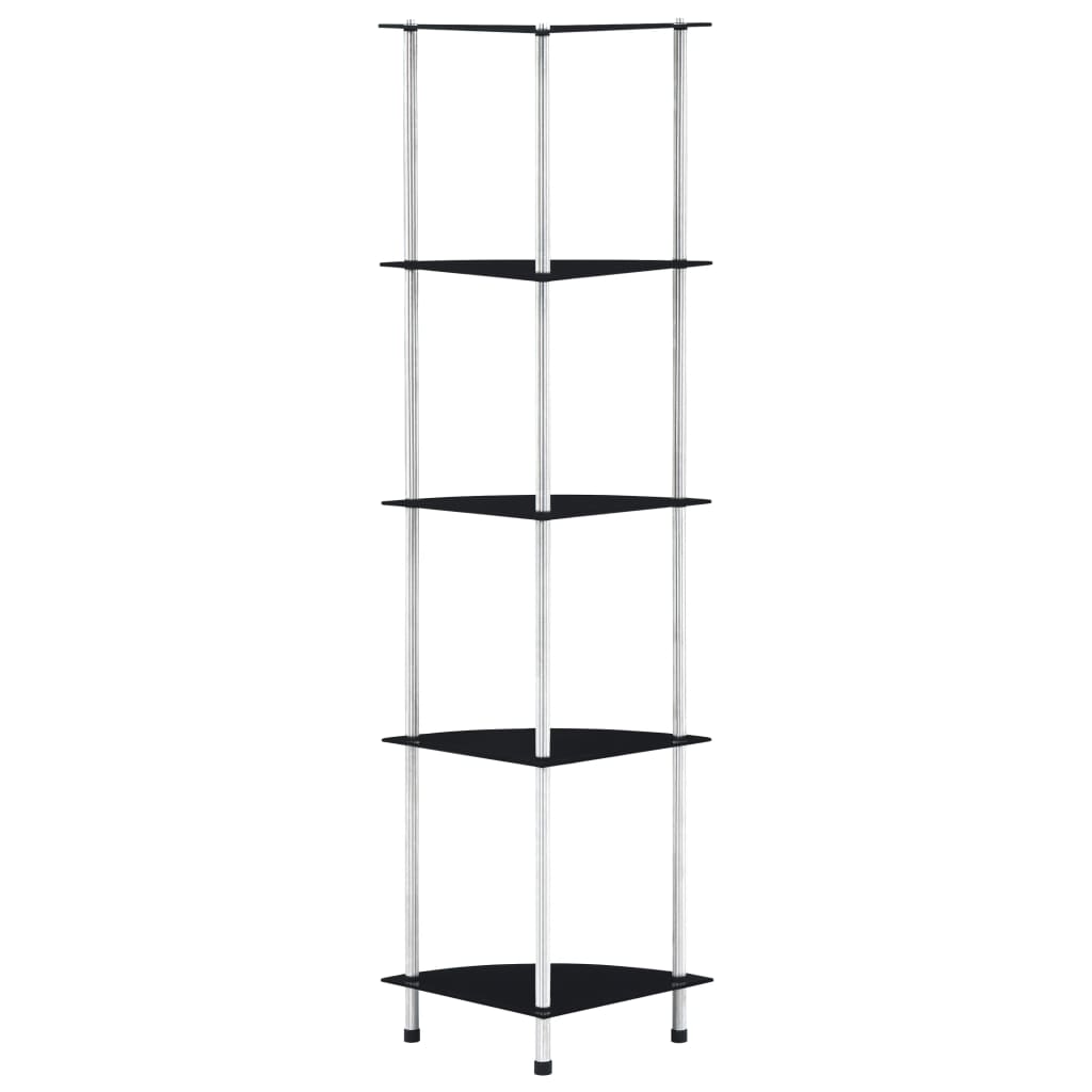 5-kerroksinen hylly musta 30x30x130 cm karkaistu lasi - Sisustajankoti.fi