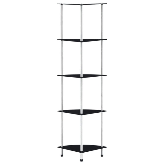 5-kerroksinen hylly musta 30x30x130 cm karkaistu lasi - Sisustajankoti.fi