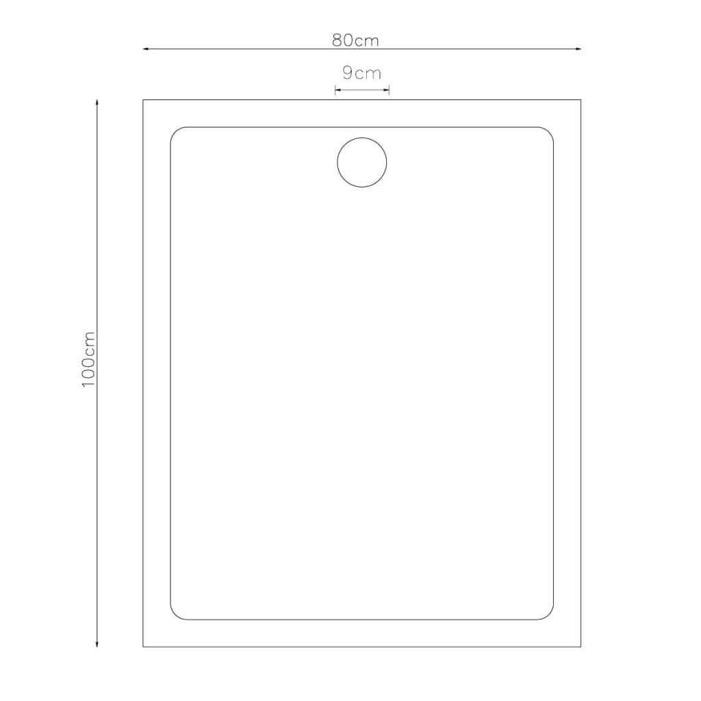 Suorakulmainen ABS suihkualusta 80 x 100 cm - Sisustajankoti.fi