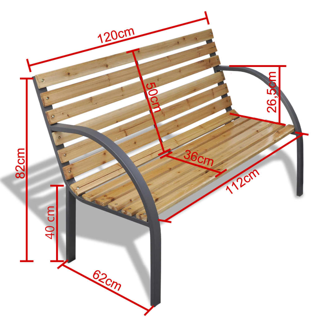 Puutarhapenkki 120 cm puu ja rauta - Sisustajankoti.fi