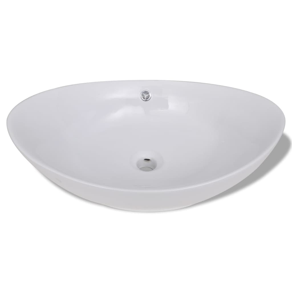 Ylellinen Keraaminen Pesuallas Soikea Ylivuotoaukolla 59 x 38,5 cm - Sisustajankoti.fi