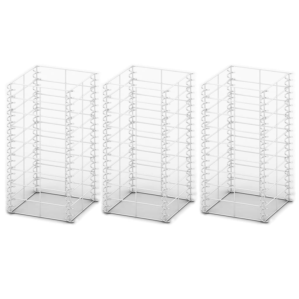 Gabion-/kivikorisarja 3 kpl galvanoitu vaijeri 25x25x50 cm - Sisustajankoti.fi