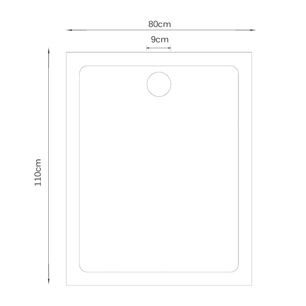 Suorakulmainen ABS suihkuallas valkoinen 80 x 110 cm - Sisustajankoti.fi