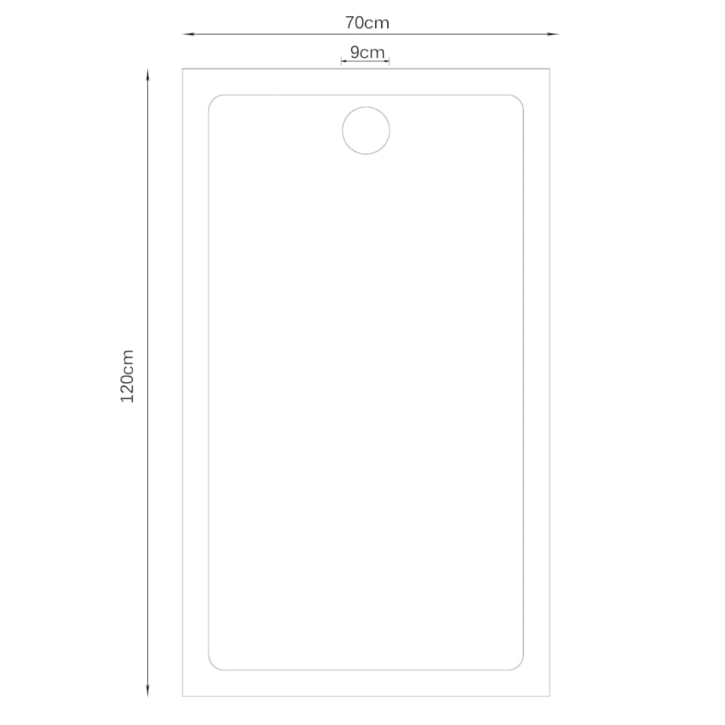 Suorakulmainen ABS suihkuallas musta 70 x 120 cm - Sisustajankoti.fi