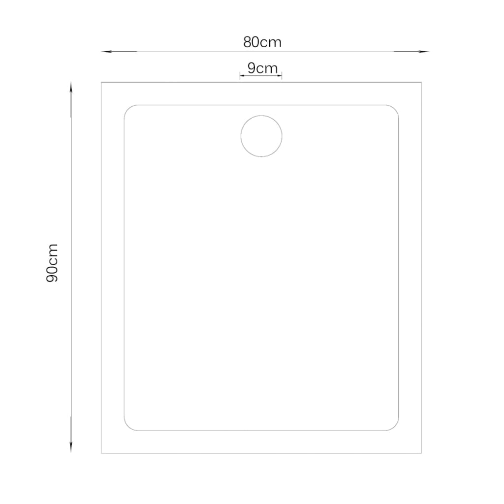 Suorakulmainen ABS Suihkuallas Musta 80 x 90 cm - Sisustajankoti.fi