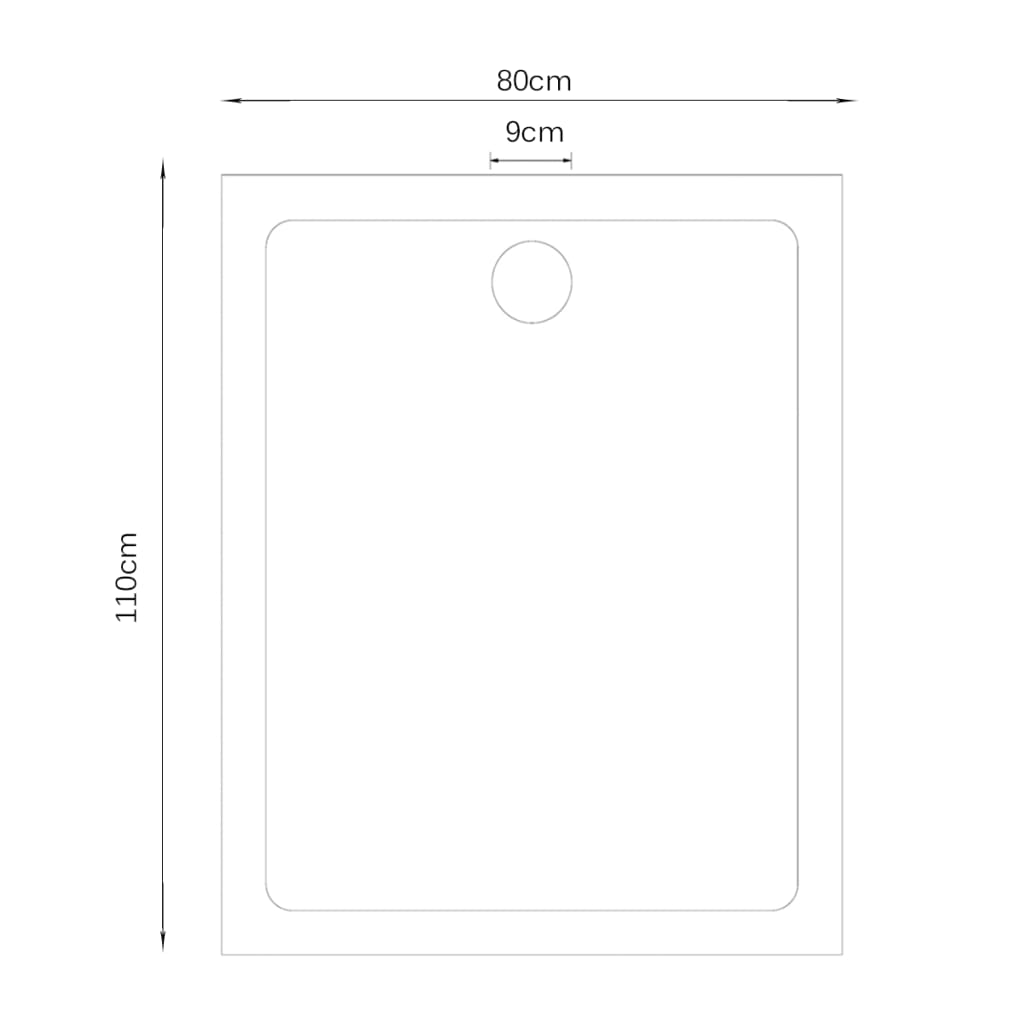 Suorakulmainen ABS Suihkuallas Musta 80 x 110 cm - Sisustajankoti.fi