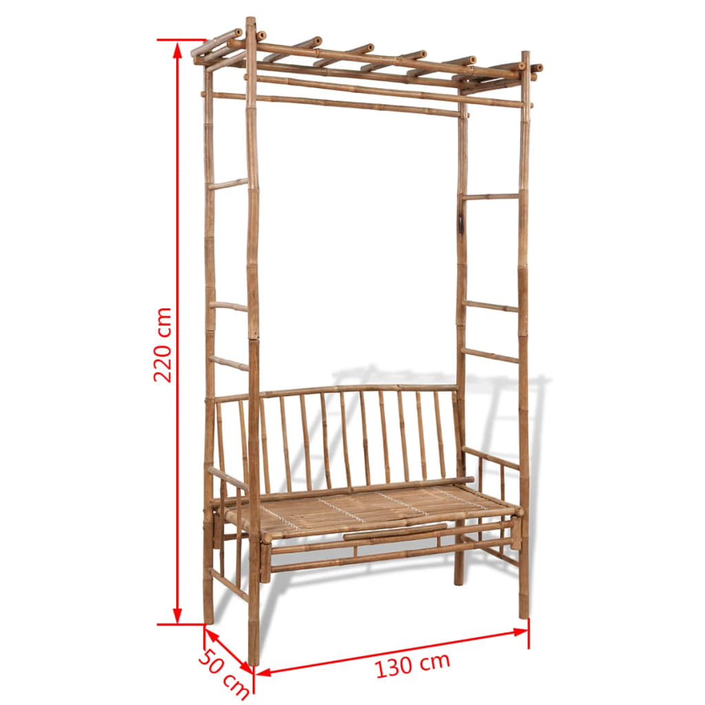 Puutarhapenkki pergolalla 130 cm bambu - Sisustajankoti.fi