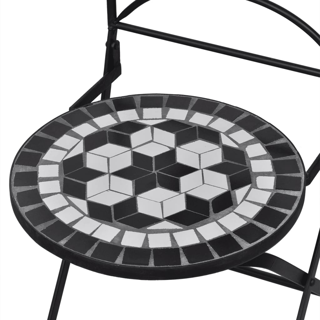 3-osainen Bistrokalustesarja mosaiikki musta ja valkoinen - Sisustajankoti.fi